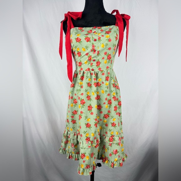 Temu Dresses & Skirts - Temu Plus Side Boho Floral Tie-Shoulder Dress